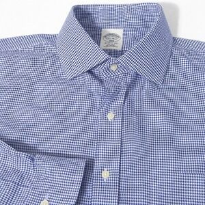 Brooks Brothers Regent Twill Houndstooth Non Iron Dress Shirt Men 16.5 Oxford L